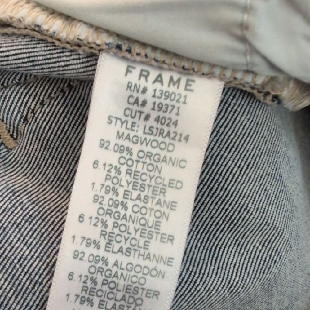 Frame Denim Organic Cotton Le Skinny de Jeanne Magwood Distressed Jeans -Size 28 - Picture 12 of 14